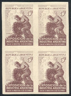 ARGENTINA: GJ.941 (Sc.559), 1946 Industry Day, TRIAL COLOR PROOF, Block Of 4 Of Excellent Quality, Rare! - Oblitérés