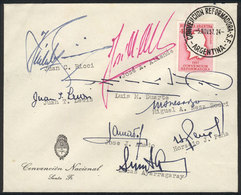 ARGENTINA: GJ.1088, 1957 Constitutional Convention, On A Special Cover With The Signatures Of The 8 Delegates Of The Chr - Used Stamps