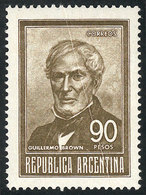 ARGENTINA: "GJ.1320B, 90P. Brown, Small Size (27 X 37.5 Mm), Printed On National Glazed Paper, With VARIETY: Diagonal Fo - Gebraucht