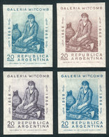 ARGENTINA: GJ.1463 (Sc.874), 1968 Witcomb Gallery, Painting, 4 Imperforate TRIAL COLOR PROOFS On Normal Paper With Gum A - Gebruikt