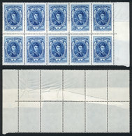 ARGENTINA: GJ.1633, 1974/6 2.70P. San Martín, Block Of 10 Stamps With PAPER OVERLAP (splice) Variety, Superb! - Usados