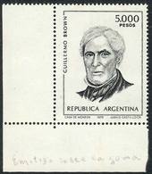 ARGENTINA: GJ.1852SG, 1979 Guillermo Brown PRINTED ON GUM Variety, Fantastic Corner Single, Excellent! - Usati