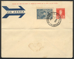 ARGENTINA: GJ.637, 1928 10c. Green Blue, On Cover With Cancel Of Paraná For 1/MAR/1928 (first Day Of Issue), Rare! - Posta Aerea