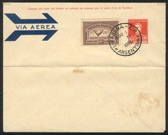 ARGENTINA: GJ.649, 1928 90c. Chestnut, On Cover With Cancel Of Paraná For 1/MAR/1928 (first Day Of Issue), Rare! - Airmail