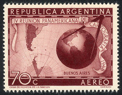 ARGENTINA: GJ.962, 1948 Cartography, Trial Color PROOF Printed On Thick Paper With Glazed Front, Perforated, Without Gum - Airmail