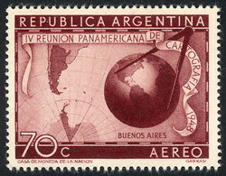 ARGENTINA: GJ.962, 1948 Cartography, Trial Color PROOF Printed On Thick Paper With Glazed Front, Perforated, Without Gum - Luftpost