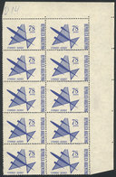 ARGENTINA: GJ.1434, 1967 78P. Stylized Airplane, Block Of 10 Stamps With Shifted Perforation (over The Printer Imprint,  - Luchtpost