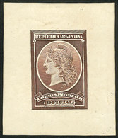ARGENTINA: GJ.35/40, Año 1901, DIE PROOF Of The Adopted Design, Groundwork Of Crossed Lines, Printed By Cia. Sudamerican - Dienstmarken