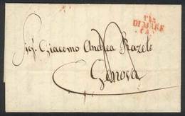 ARGENTINA: "Complete Folded Letter From B.Aires (26/OC/1848) To Genova, Carried On A Commercial Italian Ship. On Arrival - Préphilatélie