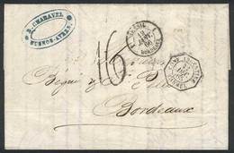 ARGENTINA: Complete Folded Letter From B.Aires (12/DE/1865) To Bordeaux (19/JA/66) To Collect, LAST JOURNEY BEFORE THE C - Voorfilatelie