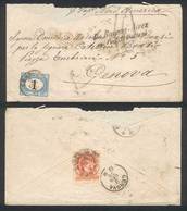 ARGENTINA: "Cover Franked On Reverse By GJ.38, Sent From Buenos Aires To Genova On DE/1875 To Collect. It Was Carried By - Préphilatélie