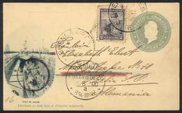 ARGENTINA: "4c. Postal Card Illustrated With View Of ""Carena Dock"" + GJ.219 (total 6c.), Sent From Buenos Aires To Ger - Vorphilatelie