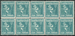 ARGENTINA: Circa 1920: Deutsche Schule Of SAN JULIÁN, Wohlfahrts Marke, Block Of 10 Cinderellas Of 20c., Rare! - Erinnofilie