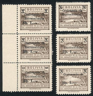 BOLIVIA: "Sc.490, Lot Of Overprint VARIETIES: ""Rurrenabaque"" Omitted, ""Centenario De"" Omitted, ""$b.1.-"" Omitted, A - Bolivia