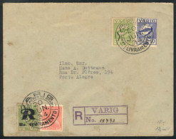 BRAZIL: Registered Airmail Cover Sent From Livramento To Porto Alegre On 20/JUN/1934 By VARIG, Very Nice! - Maximum Cards