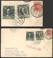 CHILE: Interesting Airmail Cover With MIXED POSTAGE Of Uruguay And Chile: Cover Originally Posted In Montevideo On 19/AU - Cile