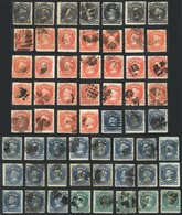 CHILE: Lot Of Stamps Issued In 1867/8, All With Interesting Mute Cancels, Some Rare. Very Fine Quality, Very Interesting - Chile