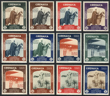 CYRENAICA: Sc.59/64 + C24/29, 1934 Colonial Art Exposition (horses, Airplanes), Cmpl. Set Of 12 Values, Mint Lightly Hin - Cirenaica