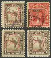COSTA RICA: 4 Stamps Overprinted In 1924, Mint With Or Without Gum, And 1 With INVERTED Overprint, Used. Fine To Very Fi - Costa Rica