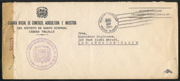 DOMINICAN REPUBLIC: Official Cover Sent From Ciudad Trujillo To USA On 18/DE/1944, With Censor Label Of World War II, VF - Repubblica Domenicana