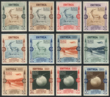 ERITREA: Sc.175/180 + C1/C6, 1934 Animals, Etc., Cmpl. Set Of 12 Values, Mint Lightly Hinged, Fine To VF Quality! - Eritrea