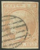 SPAIN: Yvert 14, 1852 2R. Dull Orange, Used, Minor Thins On Back, Good Front, Catalog Value Euros 5,500. - Nuovi