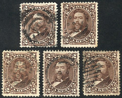 UNITED STATES - HAWAII: Sc.35, 5 Used Examples With Varied Cancels, Interesting! - Hawaï