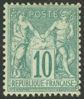 FRANCE: Yvert 65, 1876/8 10c. Green, Lightly Hinged, Very Fine Quality, Catalog Value Euros 1,200 - Andere & Zonder Classificatie