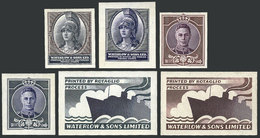 GREAT BRITAIN: "6 Proofs Of Cinderellas Or Labels Printed By Waterlow & Sons Ltd. On The Paper That Was Used To Print Ar - Other & Unclassified