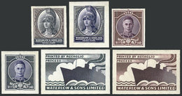 GREAT BRITAIN: "6 Proofs Of Cinderellas Or Labels Printed By Waterlow & Sons Ltd. On The Paper That Was Used To Print Ar - Otros & Sin Clasificación