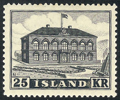 ICELAND: Sc.273, 1952 25Kr. Parliament Building, VF Quality, Catalog Value US$210 - Unused Stamps