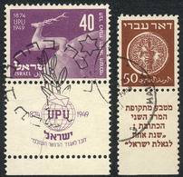 ISRAEL: 2 Old Used Stamps, With Complete Tabs, VF Quality, Low Start! - Lots & Serien