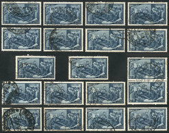 ITALY: Yvert 527, 1948 Risorgimento 100L., 19 Used Examples, VF General Quality, Catalog Value Euros 570 - Zonder Classificatie