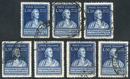 ITALY: Yvert 550, 1949 Volta 50L., 7 Used Examples Of VF Quality, Catalog Value Euros 259 - Ohne Zuordnung