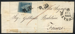 ITALY: Folded Cover Sent From Livorno To Firenze On 19/JUL/1864, Franked By Sc.5 (2Cr. Blue) Of Toscana, Catalog Value U - Otros & Sin Clasificación