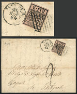 ITALY: Folded Cover Sent From Roma To Gallipoli On 24/NO/1864, Franked By Sc.6 Of Vatican States (US$50 On Cover!), Very - Otros & Sin Clasificación