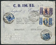 ITALY: Airmail Cover Sent From Padova To Argentina On 26/MAR/1948, Franked With 345L. Including The SANTA CATERINA Airma - Autres & Non Classés