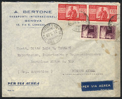 ITALY: Airmail Cover Franked With 240L. Including Pair Of 100L. Democratica, Sent From Genova To Argentina On 31/MAR/194 - Otros & Sin Clasificación