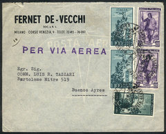 ITALY: Airmail Cover Franked With 325L., Sent From Milano To Argentina On 21/MAR/1951, VF! - Altri & Non Classificati