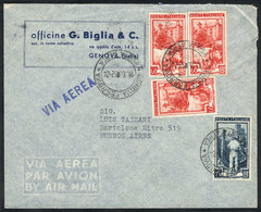 ITALY: Airmail Cover Franked With 195L., Sent From Genova To Argentina On 16/OC/1952, Fine Quality! - Otros & Sin Clasificación