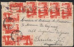 MOROCCO: Airmail Cover Sent From Meknés-Ville Nouvelle To Argentina On 9/OC/1948, Fantastic Postage Of 54Fr., Scarce Des - Morocco Agencies / Tangier (...-1958)