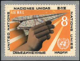 UNITED NATIONS: Circa 1975, Unadopted Original Artist Design (by A. Medina Medina) For An Airmail 8c. Postal Card, Topic - Andere & Zonder Classificatie