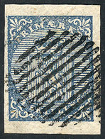 NORWAY: Sc.1, 1855 4s. Blue, Used, Wide Margins, VF Quality! - Otros & Sin Clasificación