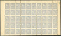 PARAGUAY: Sc.275, 1927/38 10c. Blue, Complete Sheet Of 50 IMPERFORATE HORIZONTALLY, MNH, VF Quality! - Paraguay