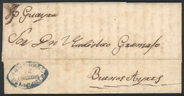 PARAGUAY: "Entire Letter Dated Asunción 20/OC/1858 Sent To Buenos Aires By Steamer ""Guayra"", With The Blue Mark In Ogi - Paraguay