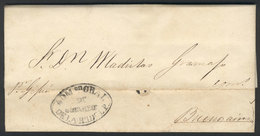 PARAGUAY: "Entire Letter Dated Asunción 11/OC/1859 Sent To Buenos Aires By Steamer ""Jejuy"", With The Blue Mark In Ogiv - Paraguay