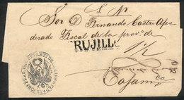 PERU: "Undated Official Folded Cover (circa 1830, With Manuscript Initials ""S.N."" Of Servicio Nacional) Sent From TRUJ - Perù