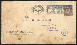 PERU: Cover Used In Lima On 22/JUN/1940, Franked With DÉFICIT Stamp Of 2c. (Scott J55) Used As Postage, Scarce, Scott Ca - Peru