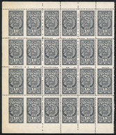PERU: Consular Service 10S., Block Of 24 Stamps, The Pairs On The Left With VERTICALLY IMPERFORATE Variety, Very Fine Qu - Perú