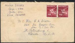 RYU KYU: Cover Sent From Koza To USA On 4/JUL/1952, Franked With Pair Sc.18, VF. Catalog Value For The Used Stamps Is US - Otros & Sin Clasificación